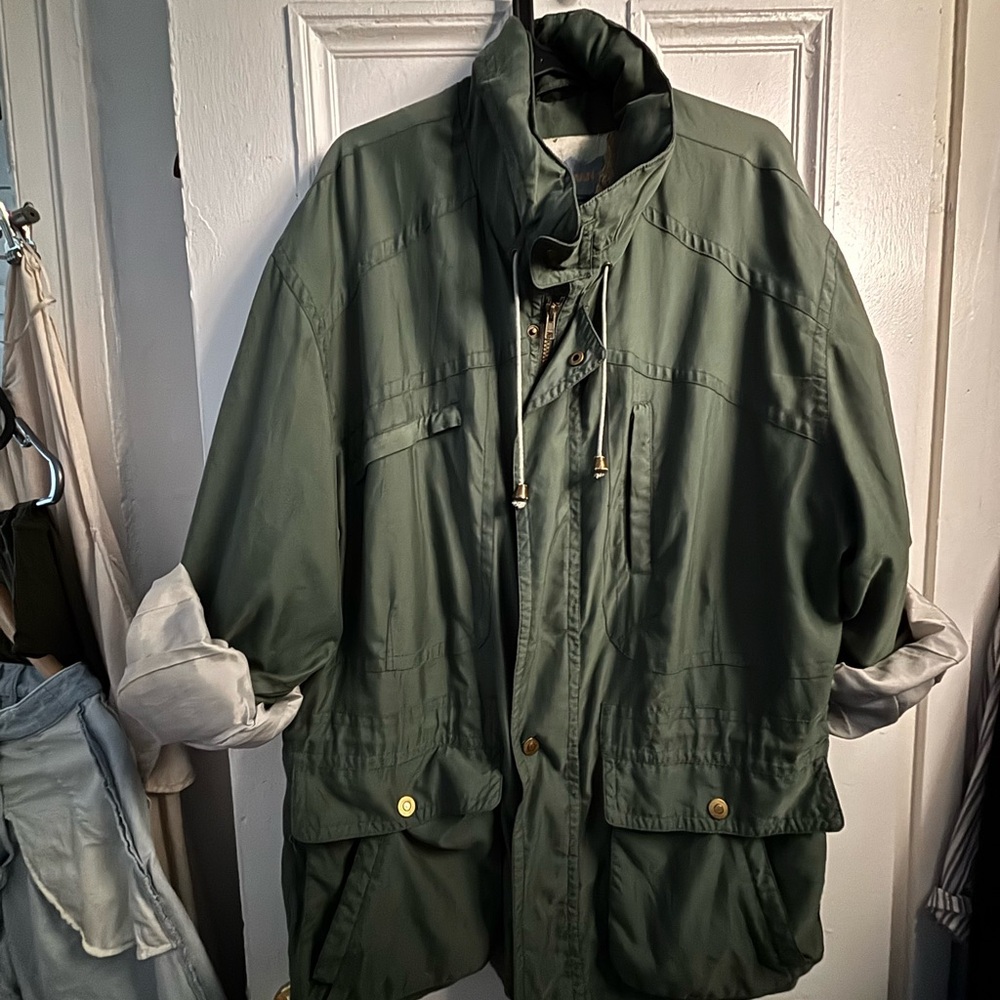 Olive Green 90s Utility Field Jacket, style oversized